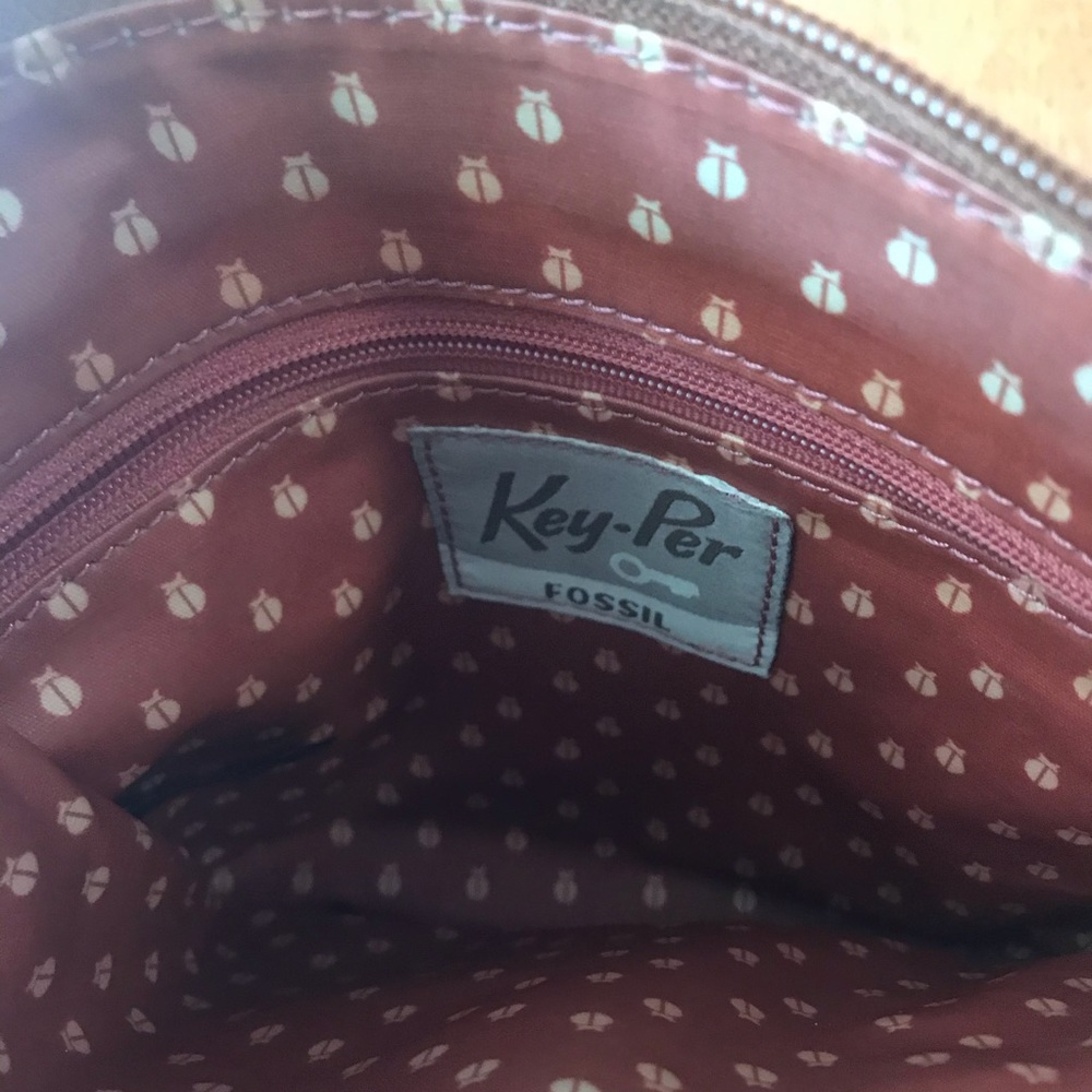 Vtg Fossil Key-Per Coated Canvas Crossbody Bag - image 6